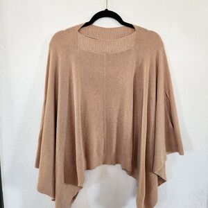 J.McLaughlin Tan Knit Cropped Poncho OS  Cottagecore Preppy Travel